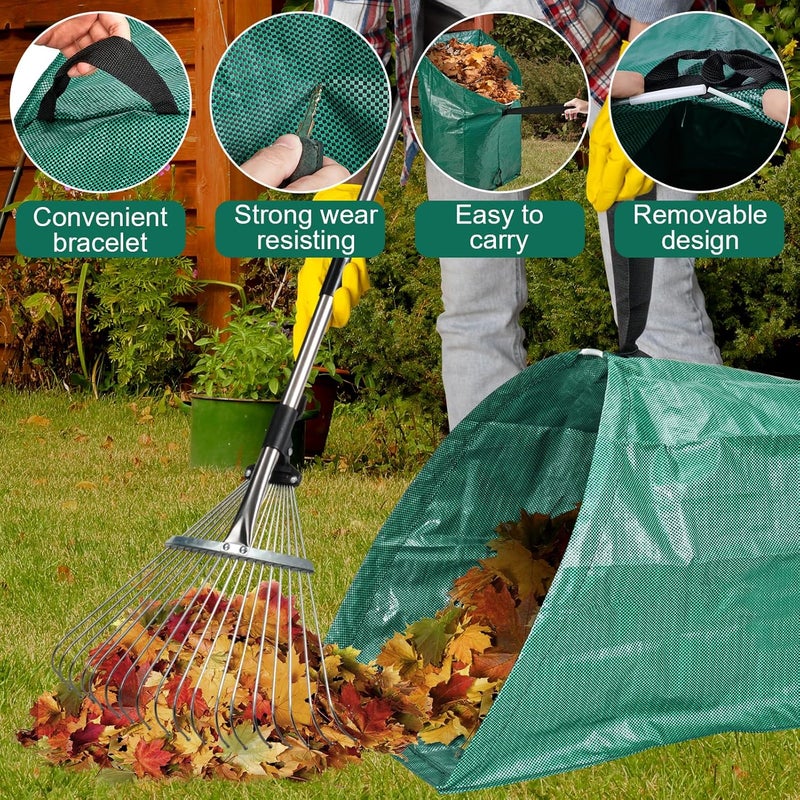 VICAMB 2 Pack 60 Gallon Leaf Collector,Collapsible Lawn & Leaf Bag,Heavy Leaves Pick up Tool Reusable Yard Waste Bags,Large Yard Dustpan Type Garden Bag for Leaves,Debris,Grass,Clippings,Lawn Trash - Image 2